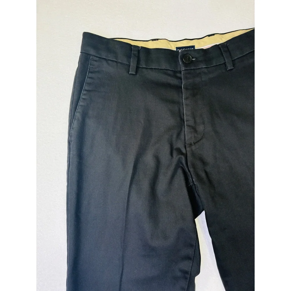 Dockers Flex Comfort Slim Fit Chinos Mens Black Flat Front Trousers 30x28